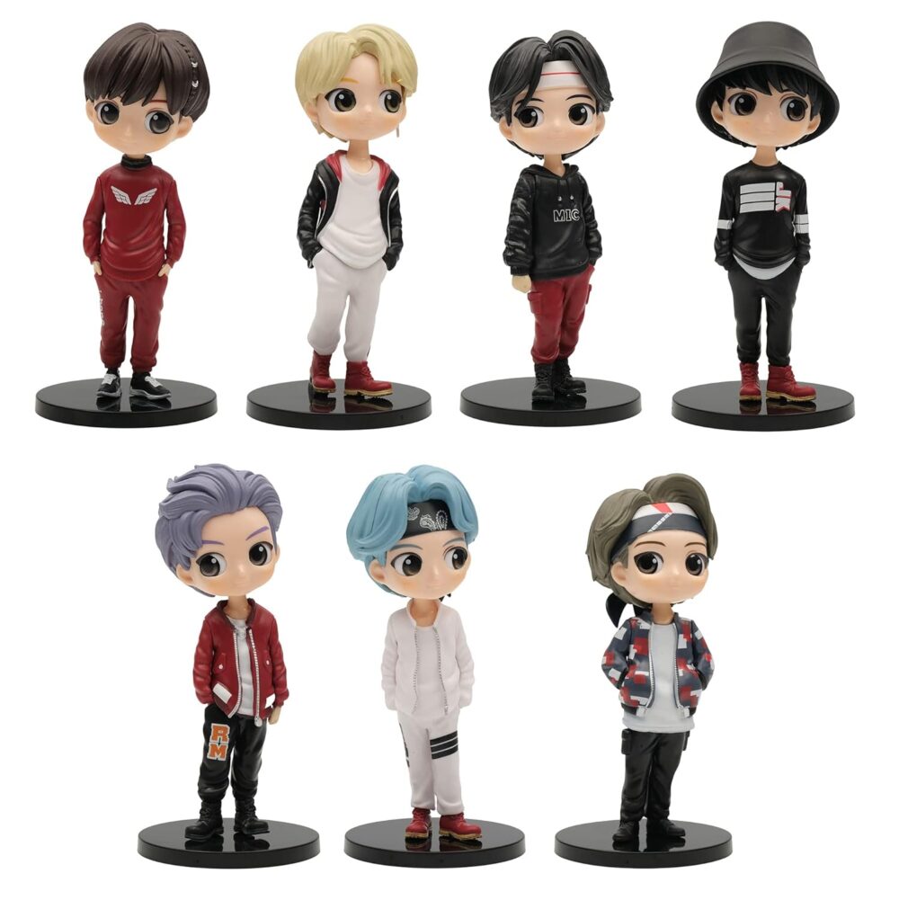 Ekamithila BTS Army  RM, Jungkook, Jimin, Suga, J-hope, Jin, to V or Kim Taehyung Toy 16 cm (Set Of 7) Multicolor